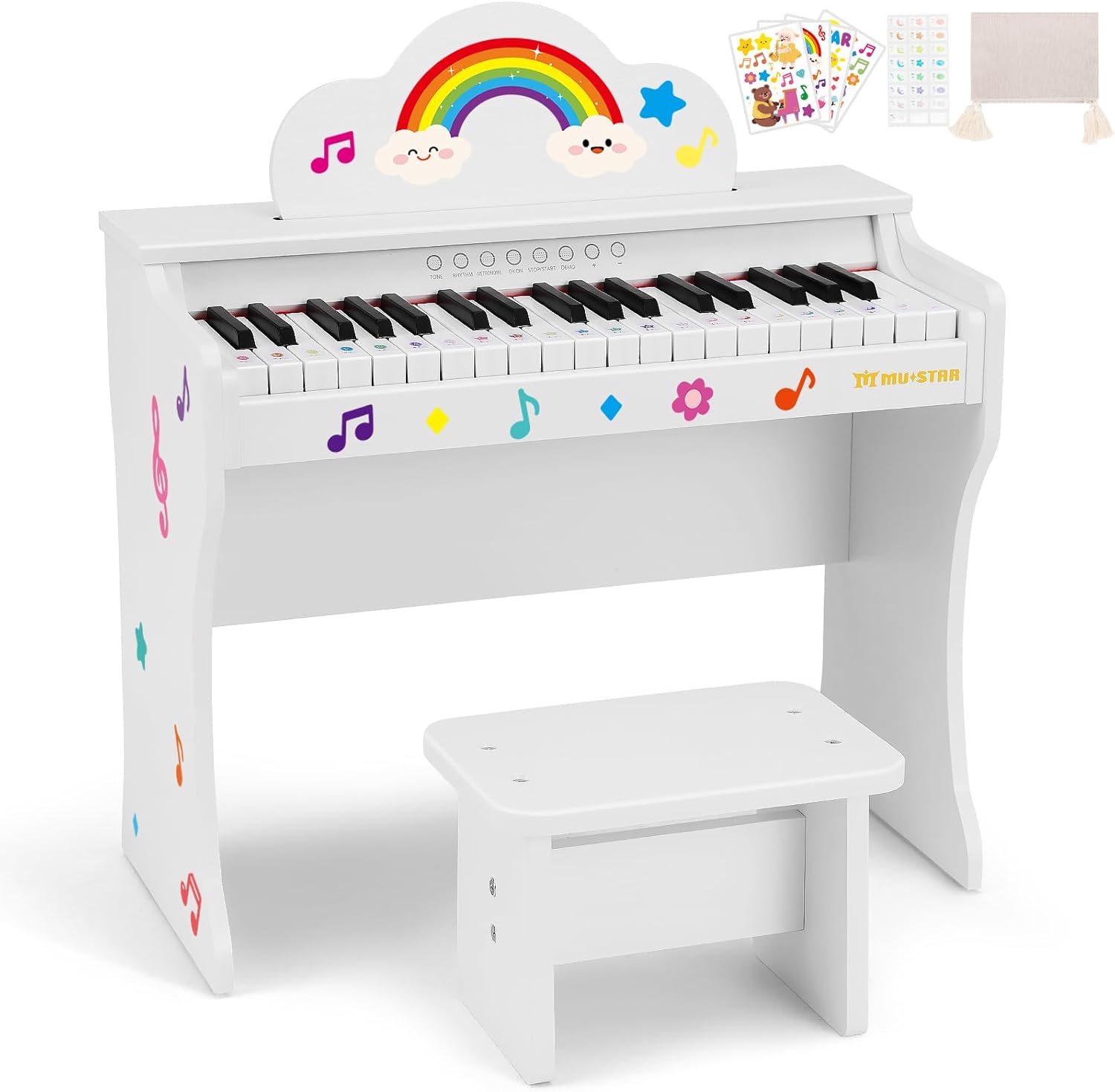 Kids Education Music - Educational 37-Key Wooden Keyboard Piano for