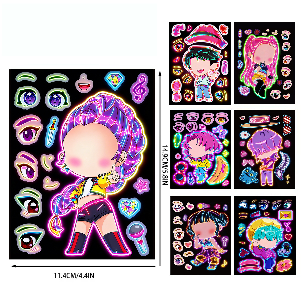 Kids Education Music - 8pcs Funny Girls Stickers Toys Make