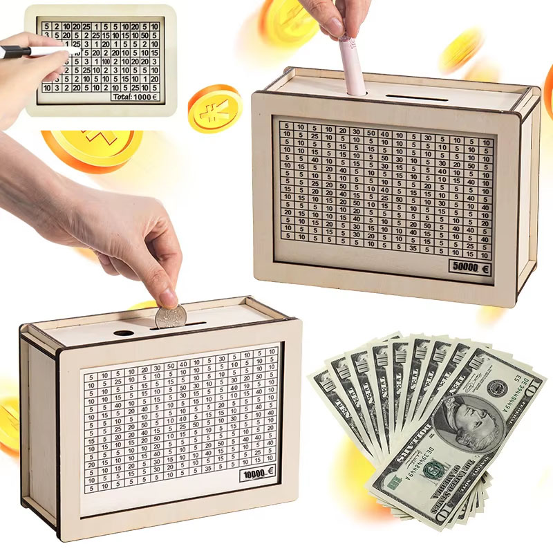 1-4PCS  Wooden Money Savings J - огляд і ціна Kids Education Savings