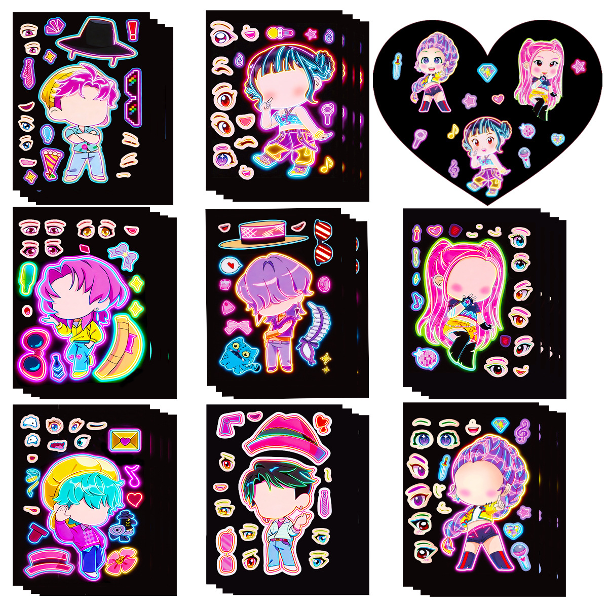 8pcs Funny Girls Stickers Toys - огляд і ціна Kids Education Music