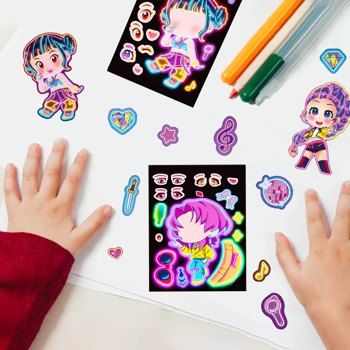 8pcs Funny Girls Stickers Toys - огляд і ціна Kids Education Music